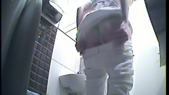 white lady mature voyeur pissing toilet blonde