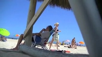 tease nude naked massage voyeur pov public beach wife
