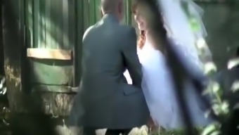 old man pee dress caught outdoor pissing public wedding bride