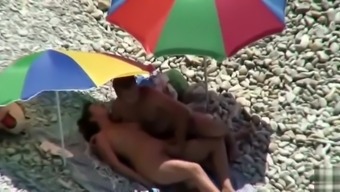 naughty husband fucking horny beach wife couple