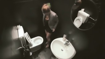 pee mature pissing toilet public