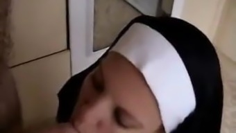 oral nun face fucked face pov blowjob facial