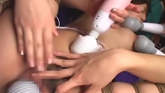 tied sex toy fucking face fucked japanese lesbian toy asian close up
