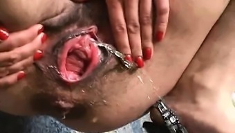 spreading sex toy gape masturbation hairy brown outdoor pissing toy pussy fetish brunette amateur extreme