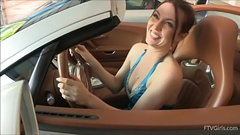 masturbation outdoor pussy reality brunette car