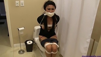 tied gag high definition brown toilet bdsm fetish anal solo bondage deepthroat brunette